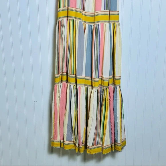 Anthropologie By Together Striped Multicolor Maxi Dress S Square Neck Smocked - Picture 3 of 8
